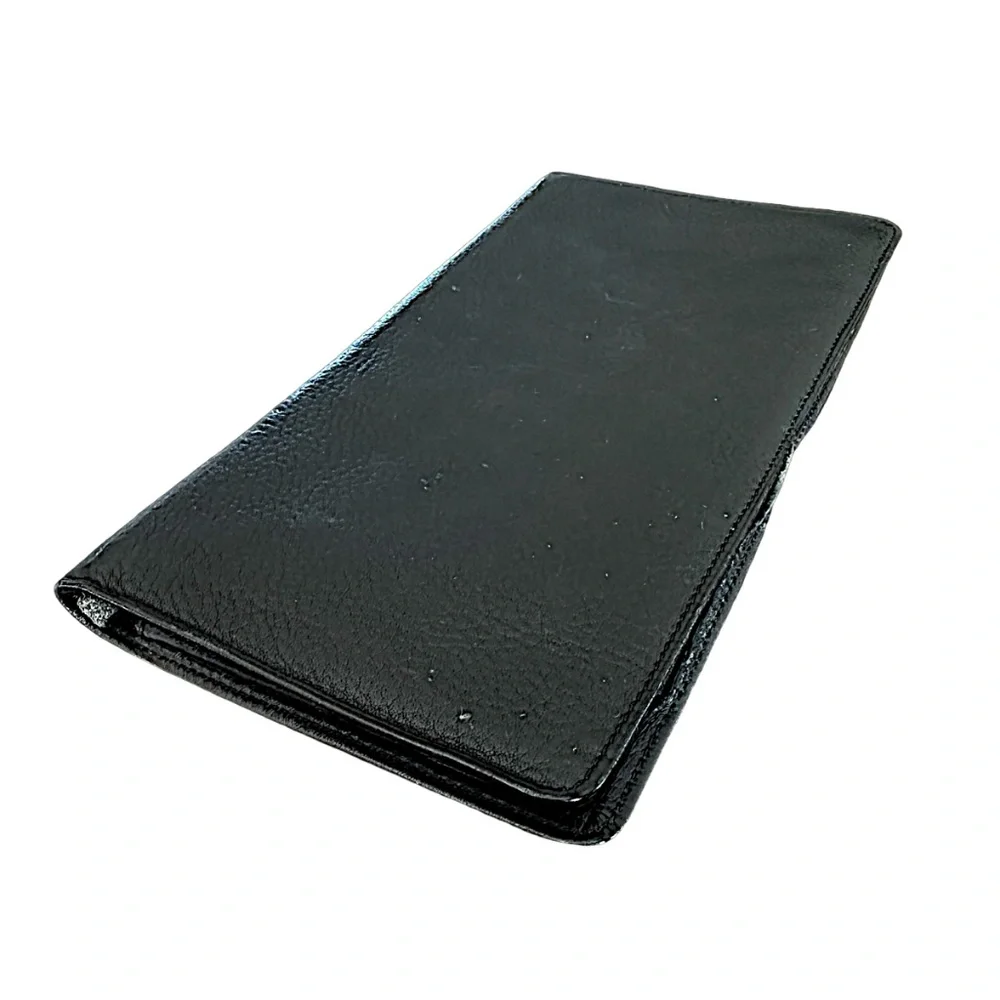 Motorola Vintage Black Leather Travel Document Holder Organizer Wallet Case Rare